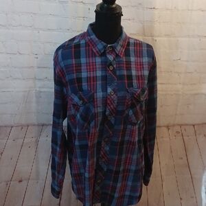 Roebuck & Co. LumberJack Plaid Vintage  Flannel Button Down Long Sleeve Shirt L